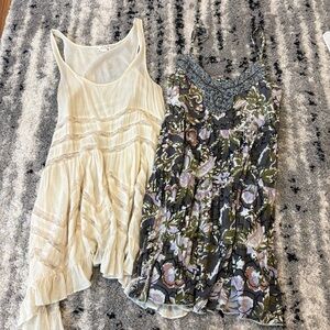 Free People Cream Flowy Lace and Western Royalty Beaded Floral Dresses XS